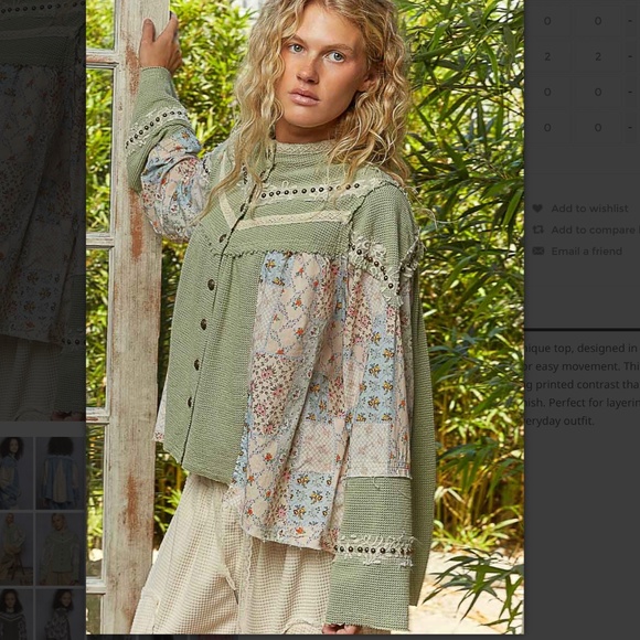 POL “ Priscilla “ POL Blended Thermal and Fabric Paneled Top with Stud Detail 84 - Picture 3 of 6